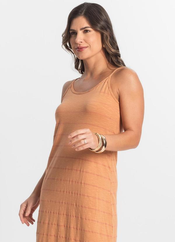 Select - Vestido Midi Meia Malha Listrada Marrom 4