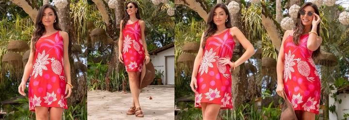 Vestido Natureza Vermelha em Malha Fria