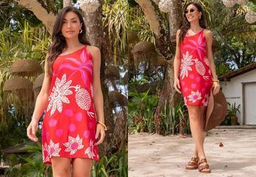 Vestido Natureza Vermelha em Malha Fria