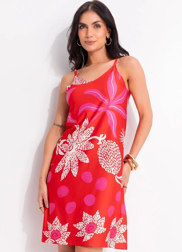 Quintess - Vestido Natureza Vermelha em Malha Fria 14