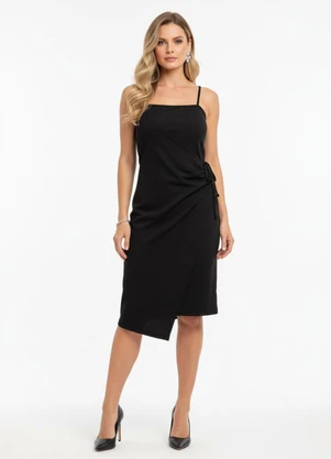 Quintess - Vestido Preto em Malha Anarruga - QUINTESS