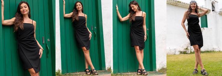 Vestido Preto em Malha Jacquard