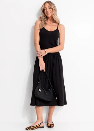 Quintess - Vestido Preto em Malha Suede - QUINTESS