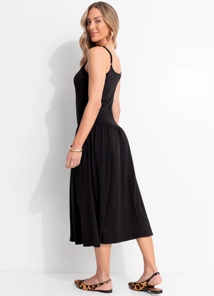 Quintess - Vestido Preto em Malha Suede - QUINTESS