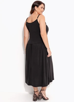 Quintess - Vestido Preto em Malha Suede - QUINTESS