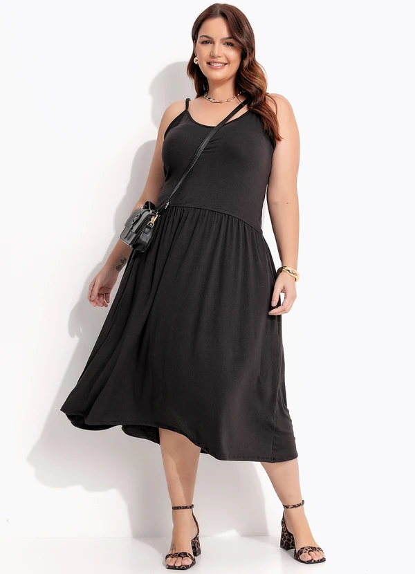 Quintess - Vestido Preto em Malha Suede 8