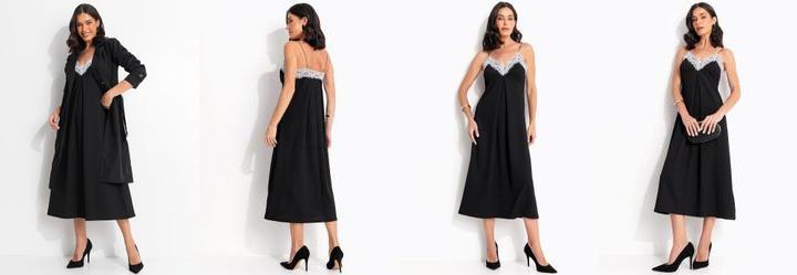 Vestido Preto em Malha Texturizada