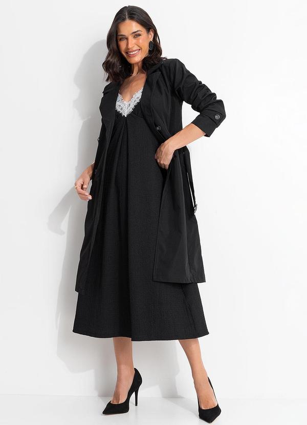 Vestido (Preto) em Malha Texturizada