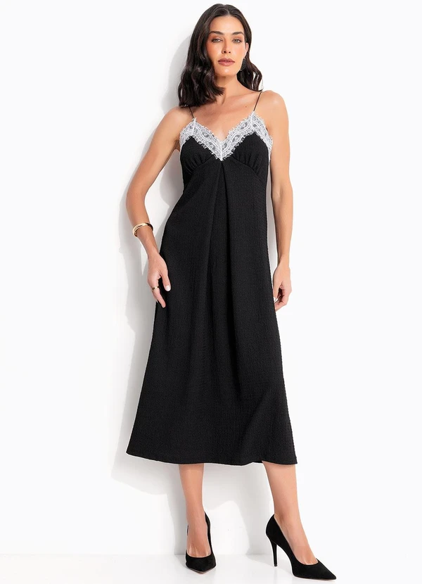 Quintess - Vestido Preto em Malha Texturizada 3