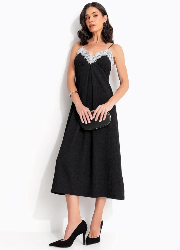 Quintess - Vestido Preto em Malha Texturizada 5