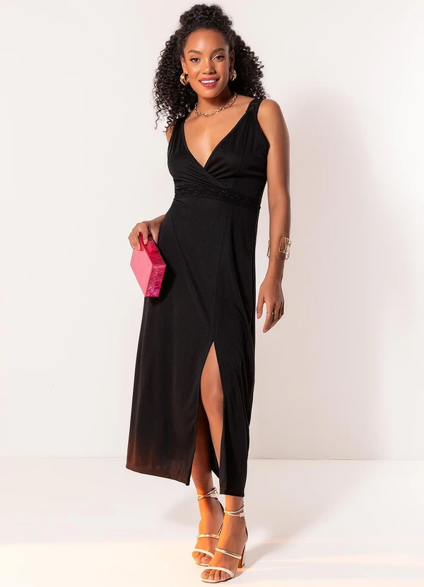 Moda Pop - Vestido Preto em Malha