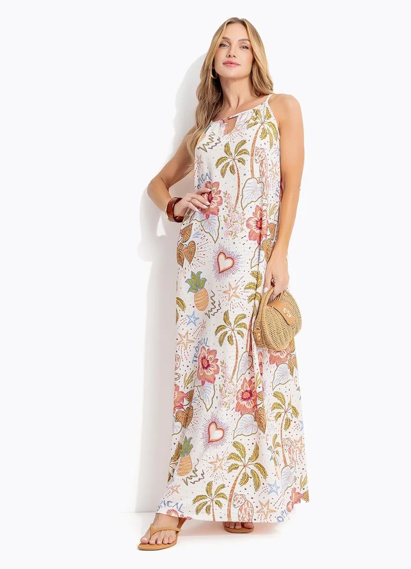 Quintess - Vestido Selva Colorida em Malha Texturizada 12