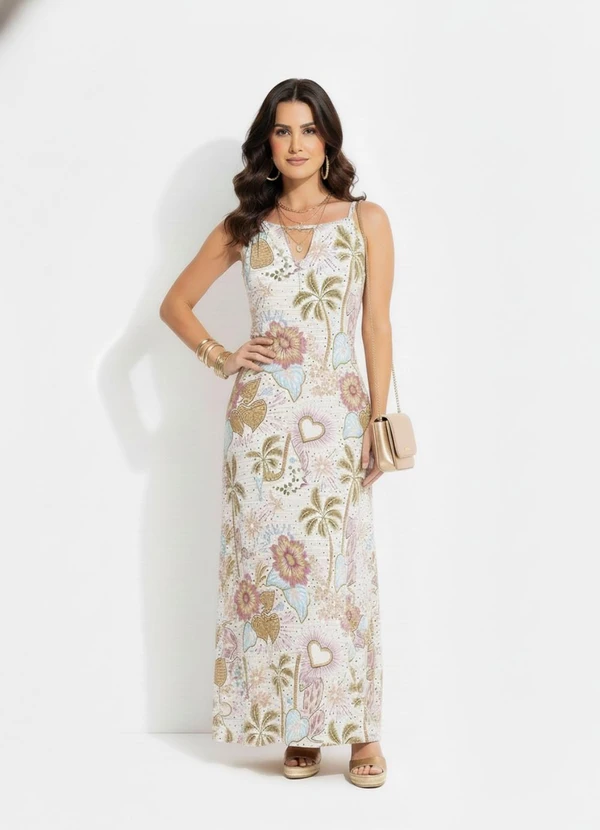 Quintess - Vestido Selva Colorida em Malha Texturizada 3