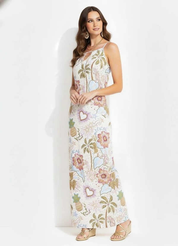 Quintess - Vestido Selva Colorida em Malha Texturizada 5