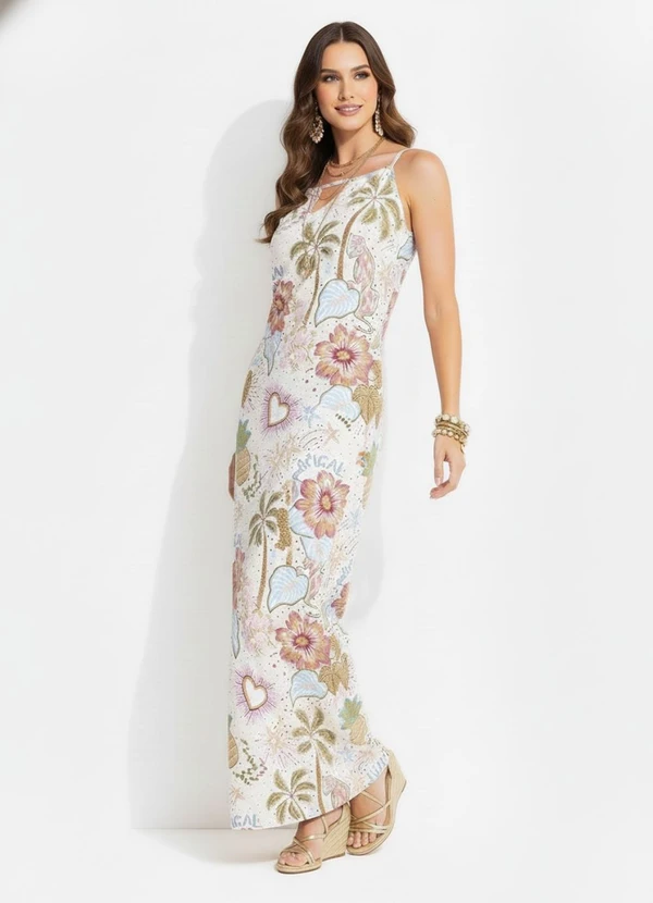 Quintess - Vestido Selva Colorida em Malha Texturizada 8