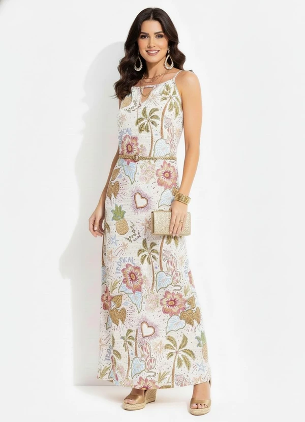 Quintess - Vestido Selva Colorida em Malha Texturizada 9