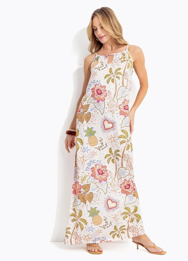 Quintess - Vestido Selva Colorida em Malha Texturizada 10