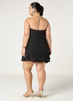 Elegance - Vestido sem Alça Sobreposto Preto - ELEGANCE