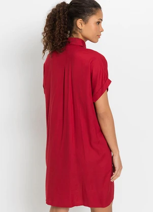 bonprix - Vestido Vermelho em Viscose Plana - BONPRIX