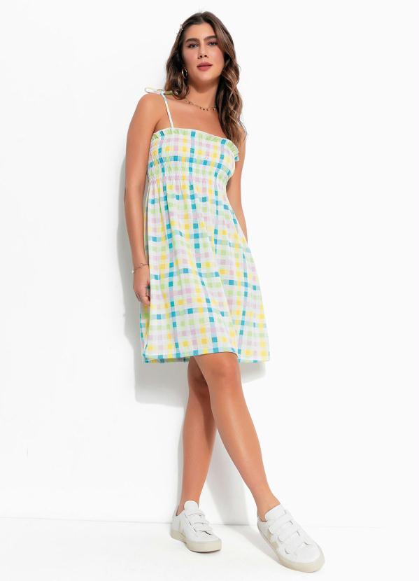 Moda Pop - Vestido Xadrez com Alça e Elástico no Busto 3