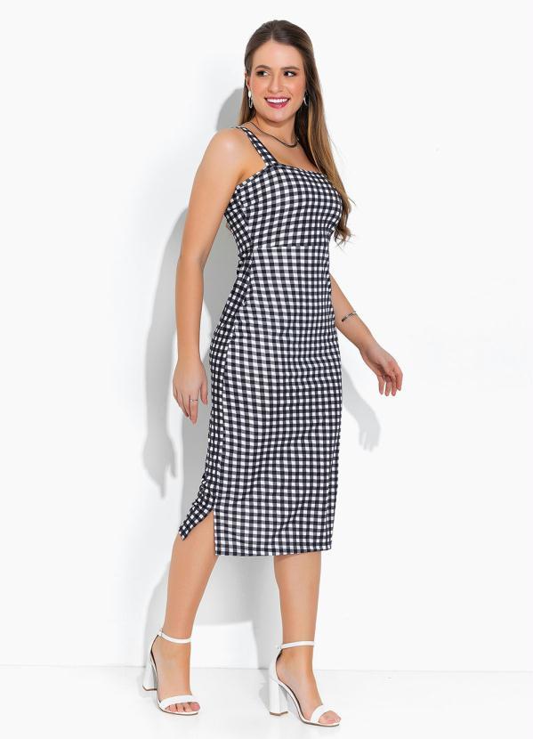 Rosalie - Vestido Xadrez de Alça Moda Evangélica