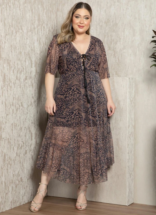 Quintess - Vestido Animal Print com Amarração no Decote 12