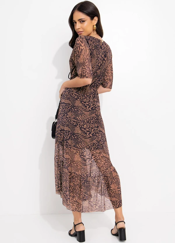 Quintess - Vestido Animal Print com Amarração no Decote 2