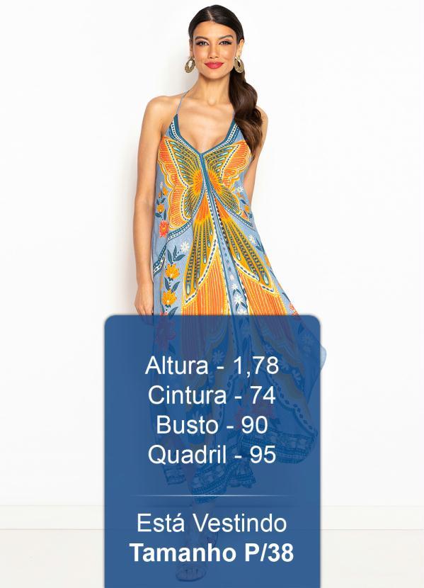 Farm - Vestido Cropped de Viscose Estampa Doce Voo Azul 6