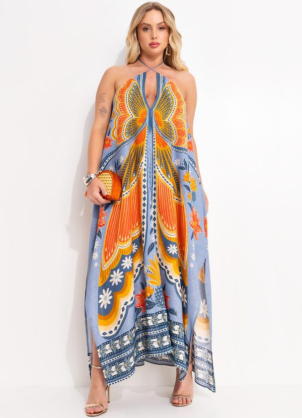 Farm - Vestido Cropped de Viscose Estampa Doce Voo Azul 7