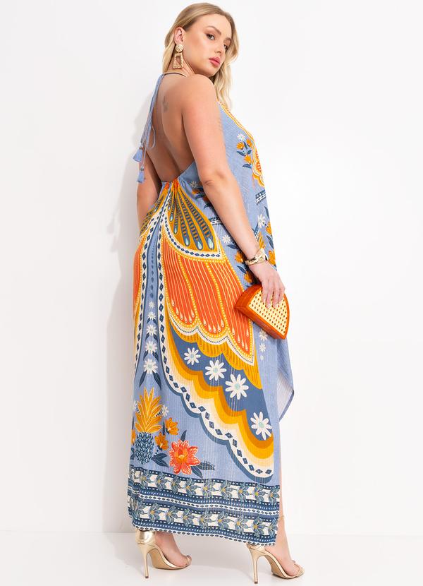 Farm - Vestido Cropped de Viscose Estampa Doce Voo Azul 8