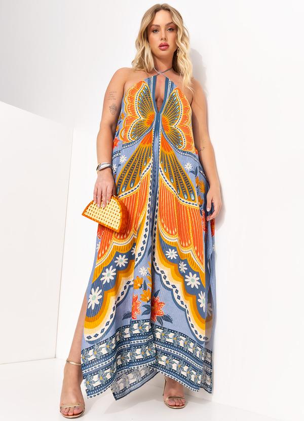 Farm - Vestido Cropped de Viscose Estampa Doce Voo Azul 9