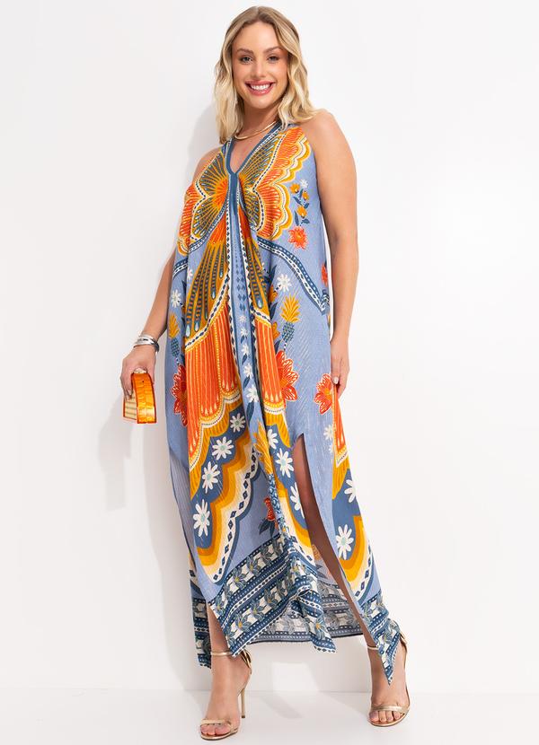 Farm - Vestido Cropped de Viscose Estampa Doce Voo Azul 10