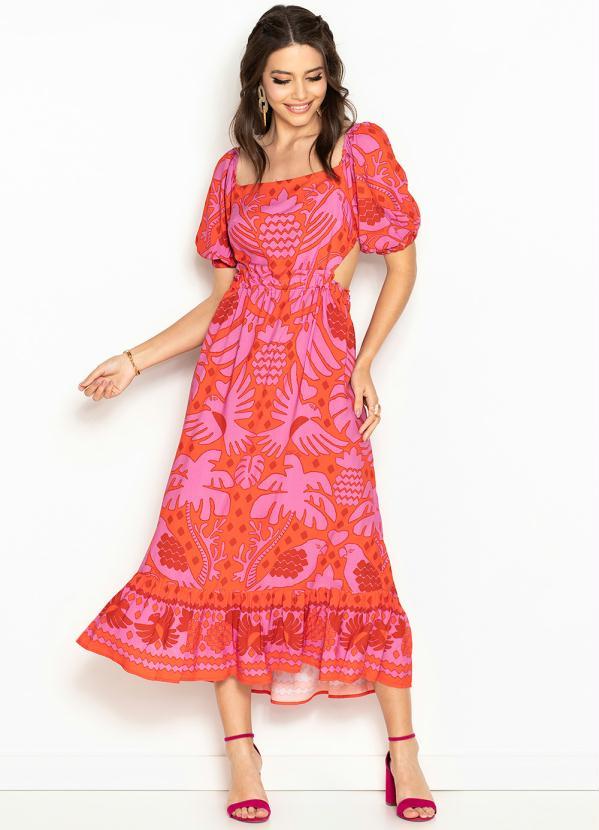 Farm - Vestido Cropped de Viscose Lenço Dia e Noite