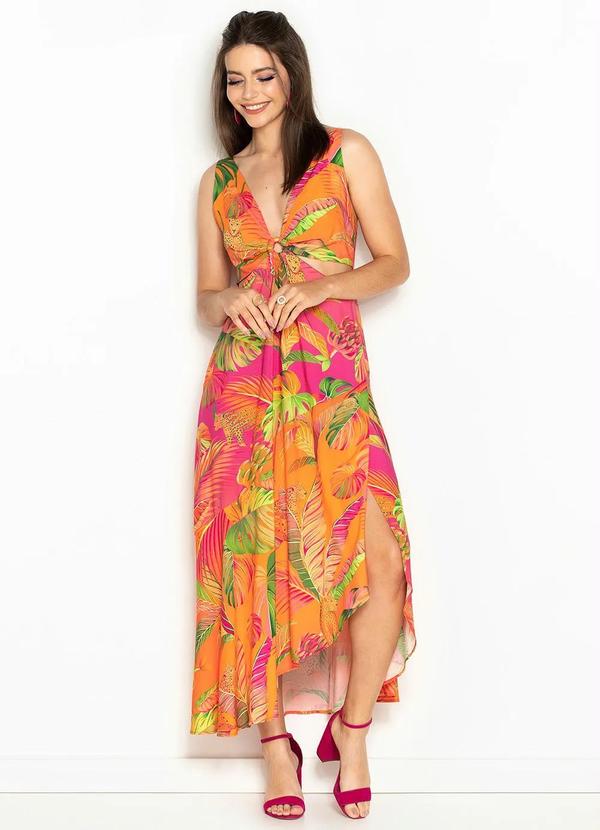 Farm - Vestido Cropped de Viscose Paraíso das Folhas Lar