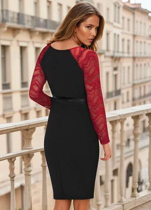 bonprix - Vestido de Festa Preto e Vermelho - BONPRIX