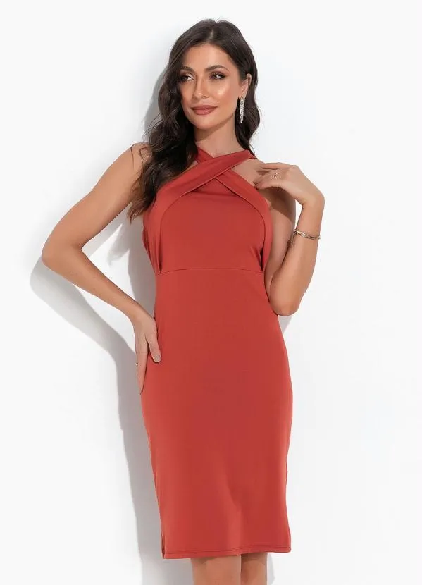 Moda Pop - Vestido Ferrugem em Poliflex