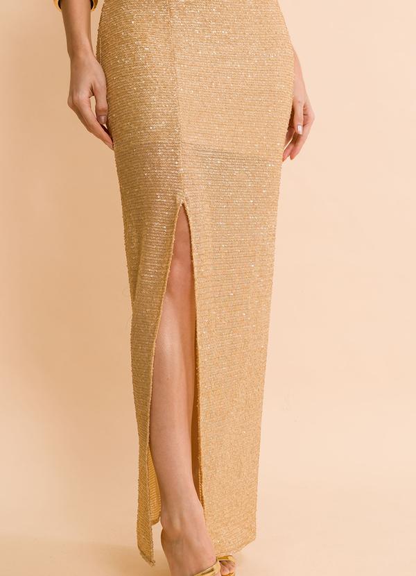 Petit Rose - Vestido Longo Paetê Miraggio Dourado 4