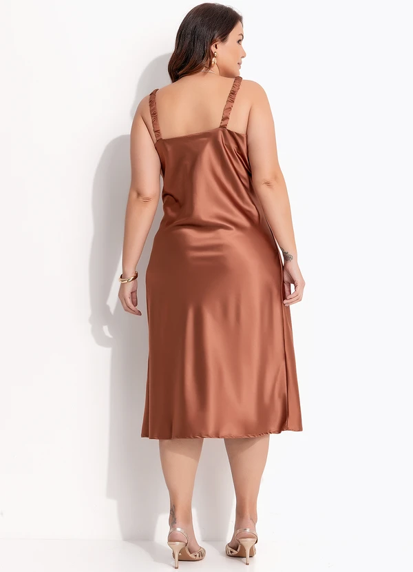Quintess - Vestido Marrom em Cetim 3