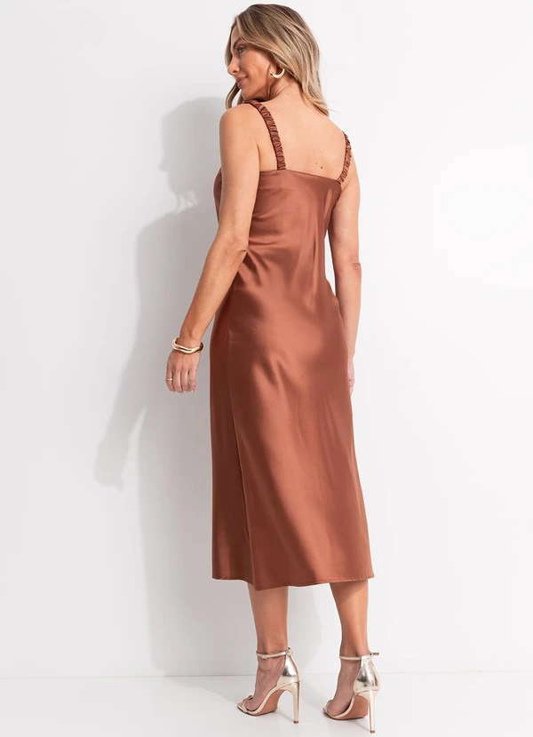 Quintess - Vestido Marrom em Cetim 10