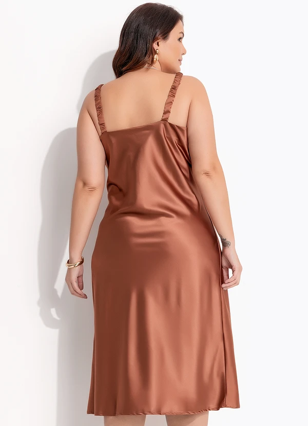 Quintess - Vestido Marrom em Cetim 6