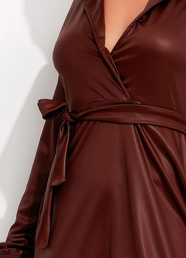 Moda Pop - Vestido Marrom em Jersey Acetinado 4