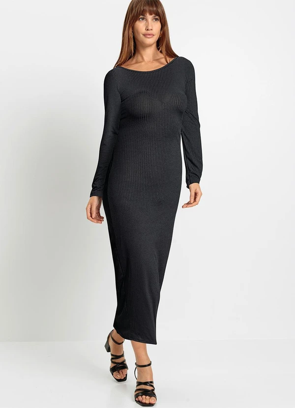 bonprix - Vestido Preto em Canelado 4