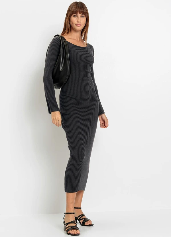 bonprix - Vestido Preto em Canelado 2