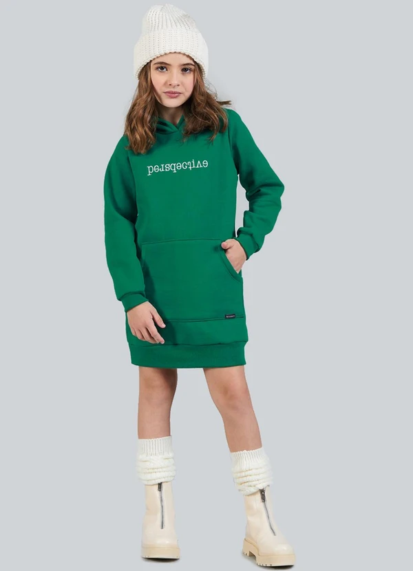 Soft Bonni - Blusão Infantil Menina Oversized Moletom Verde 2