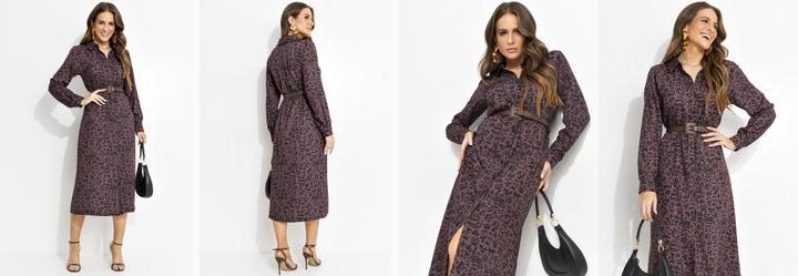 Chamise Longuete Animal Print em Alfaiataria com Bot�es