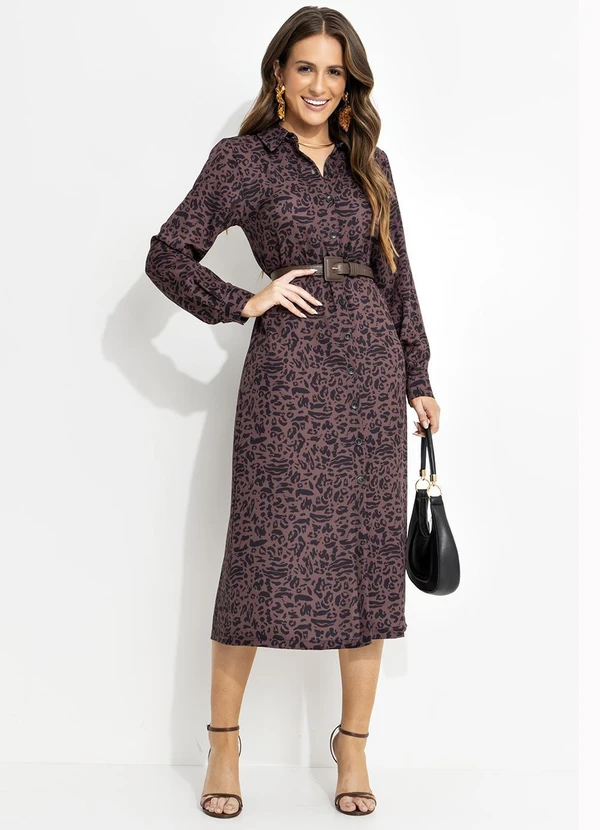 Quintess - Chamise Longuete Animal Print em Alfaiataria com Botões 2