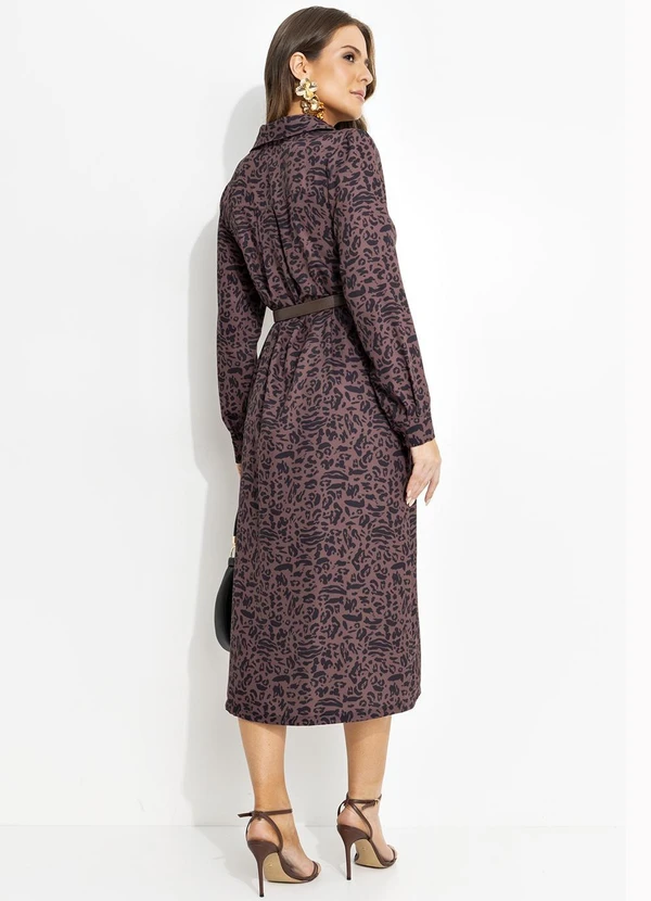 Quintess - Chamise Longuete Animal Print em Alfaiataria com Botões 3