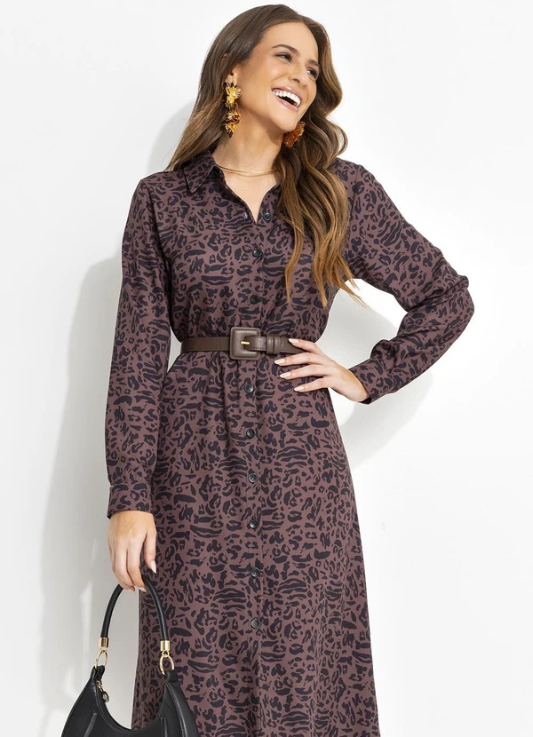 Quintess - Chamise Longuete Animal Print em Alfaiataria com Botões 4