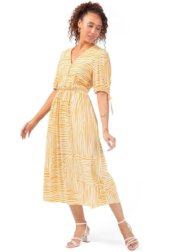 Marialícia - Vestido Feminino Adulto Amarelo