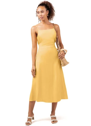 Marialícia - Vestido Feminino Adulto Amarelo - MARIALÍCIA